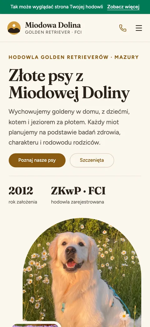 Strona główna hodowli demo na telefonie